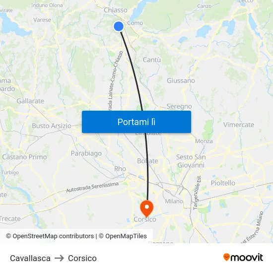 Cavallasca to Corsico map