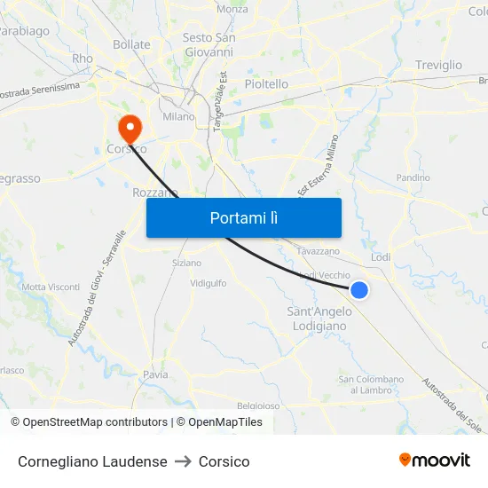 Cornegliano Laudense to Corsico map