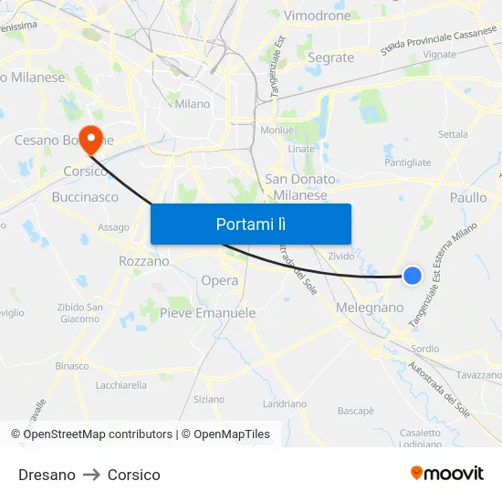 Dresano to Corsico map
