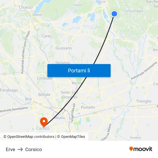 Erve to Corsico map