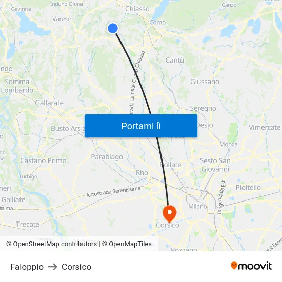 Faloppio to Corsico map