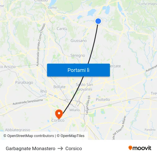 Garbagnate Monastero to Corsico map