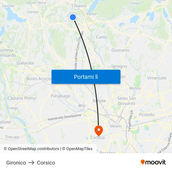 Gironico to Corsico map