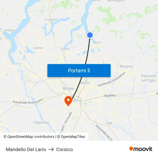 Mandello Del Lario to Corsico map