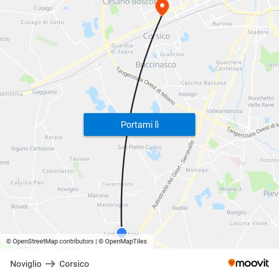 Noviglio to Corsico map