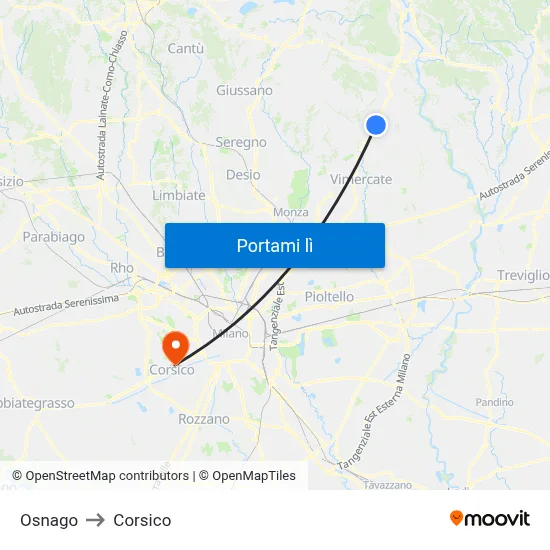 Osnago to Corsico map