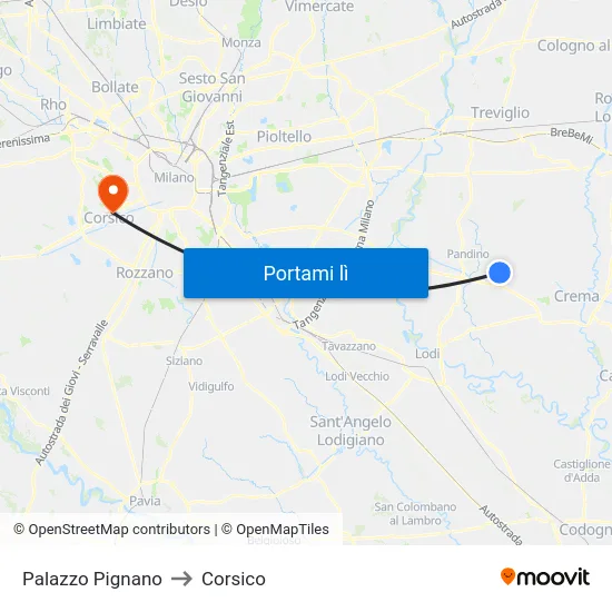 Palazzo Pignano to Corsico map