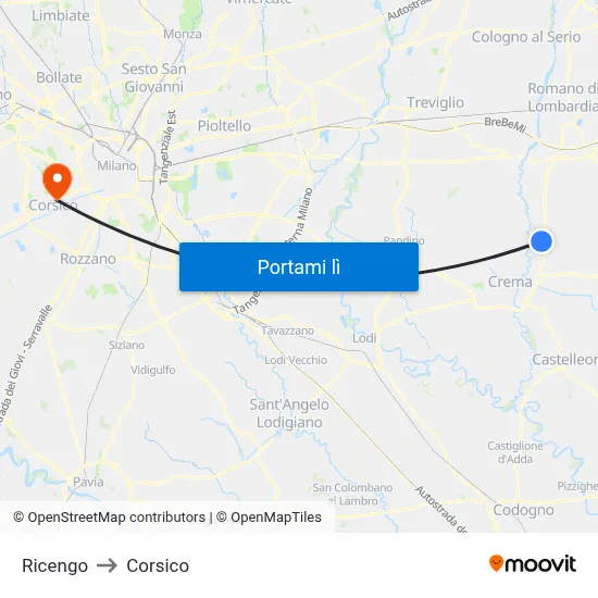 Ricengo to Corsico map