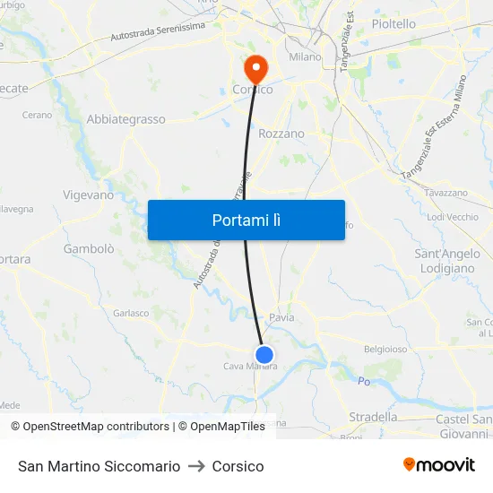 San Martino Siccomario to Corsico map