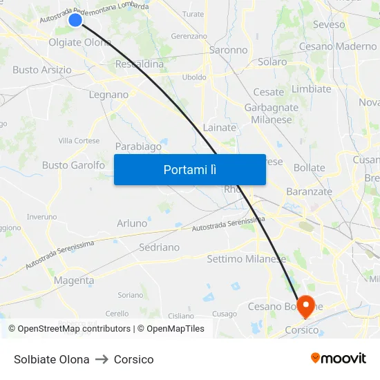 Solbiate Olona to Corsico map
