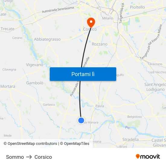 Sommo to Corsico map