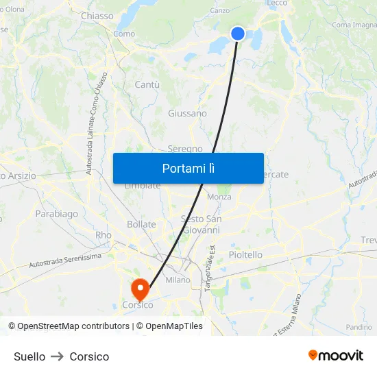 Suello to Corsico map