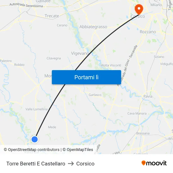 Torre Beretti E Castellaro to Corsico map