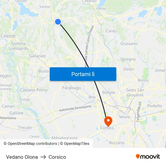 Vedano Olona to Corsico map