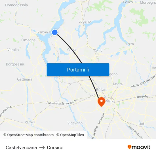 Castelveccana to Corsico map