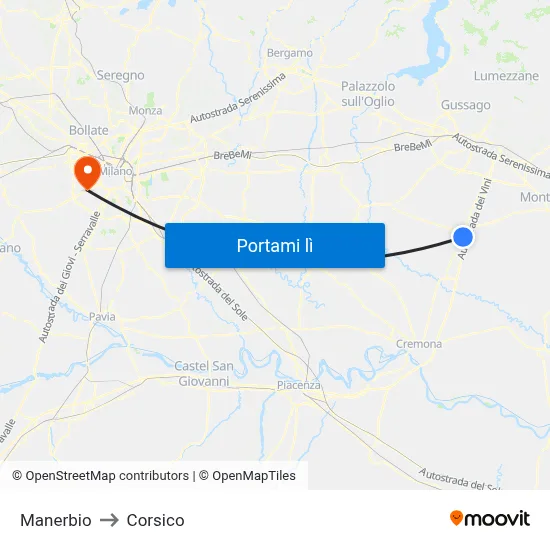 Manerbio to Corsico map
