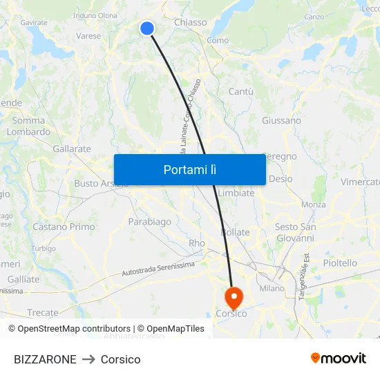 BIZZARONE to Corsico map