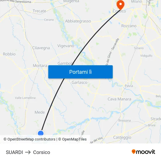 SUARDI to Corsico map