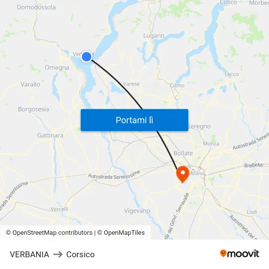 VERBANIA to Corsico map