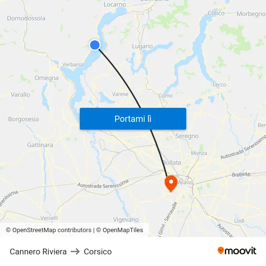 Cannero Riviera to Corsico map