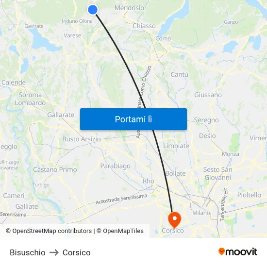 Bisuschio to Corsico map