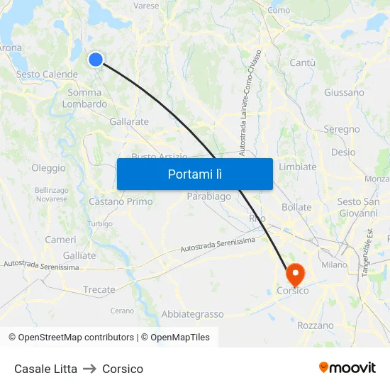 Casale Litta to Corsico map