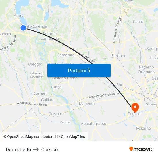 Dormelletto to Corsico map