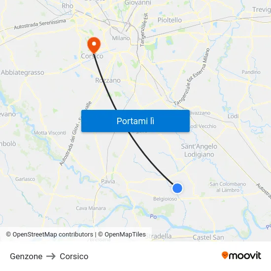 Genzone to Corsico map