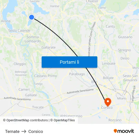 Ternate to Corsico map