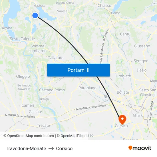 Travedona-Monate to Corsico map