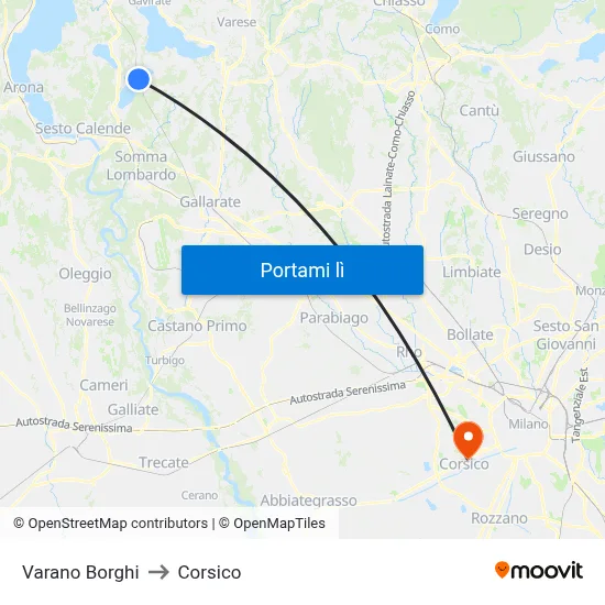 Varano Borghi to Corsico map