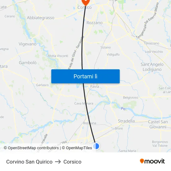 Corvino San Quirico to Corsico map