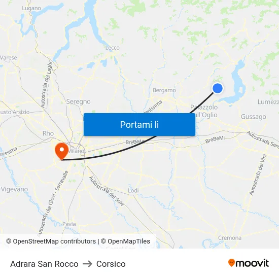 Adrara San Rocco to Corsico map