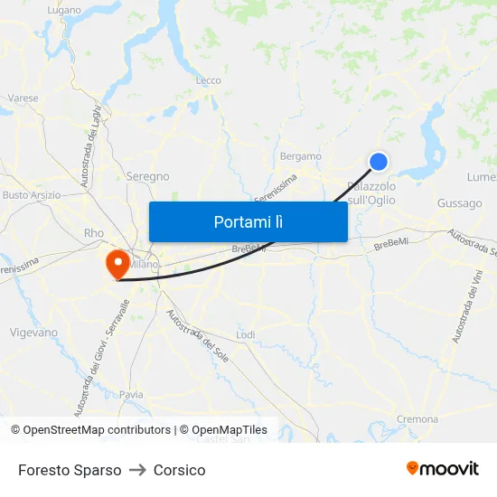 Foresto Sparso to Corsico map