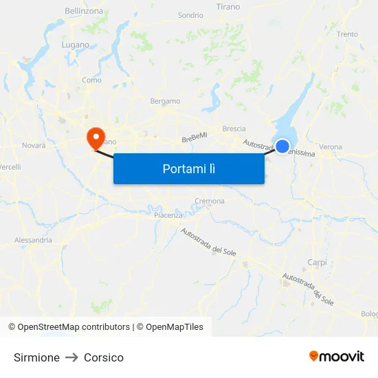 Sirmione to Corsico map