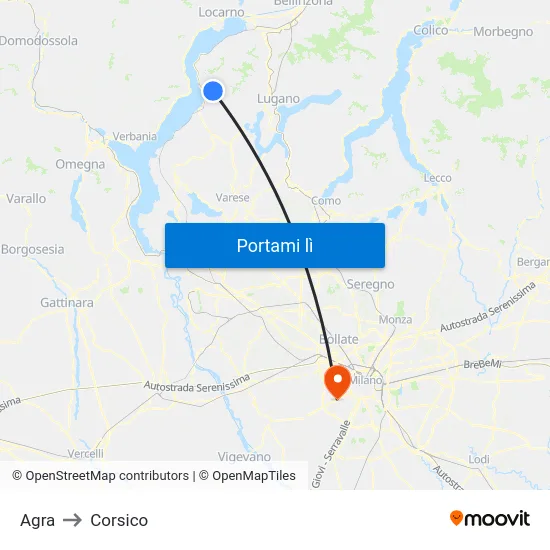 Agra to Corsico map