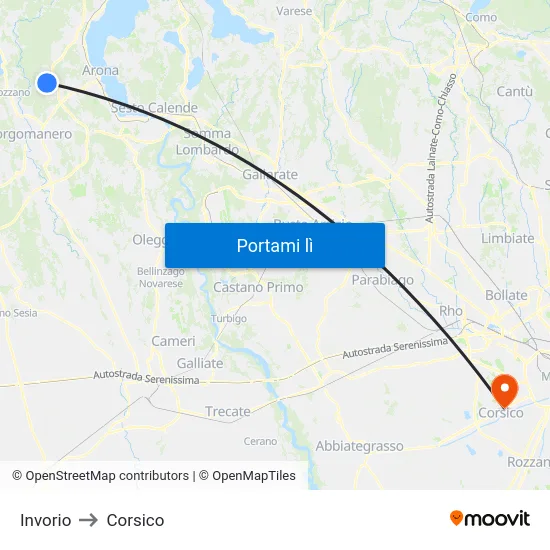 Invorio to Corsico map