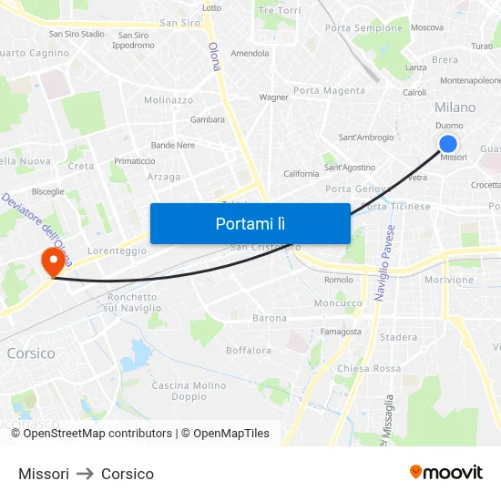 Missori to Corsico map
