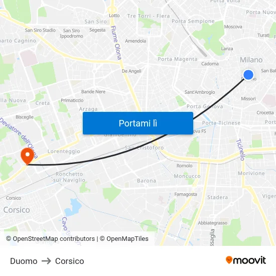 Duomo to Corsico map
