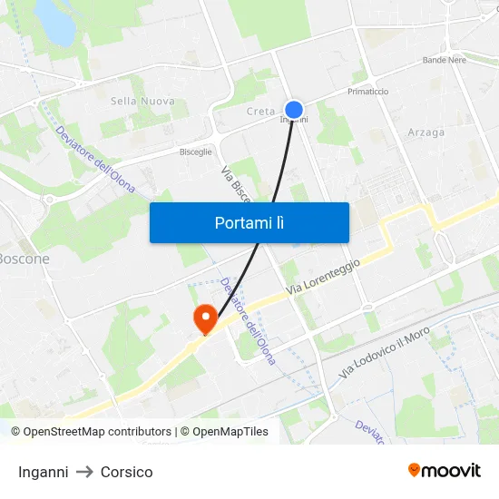 Inganni to Corsico map