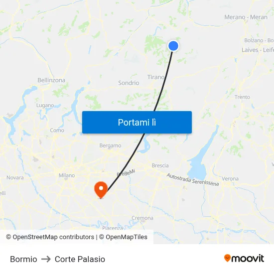 Bormio to Corte Palasio map