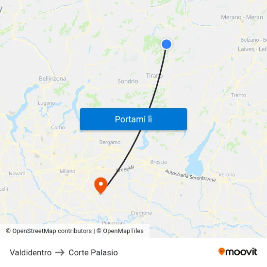 Valdidentro to Corte Palasio map