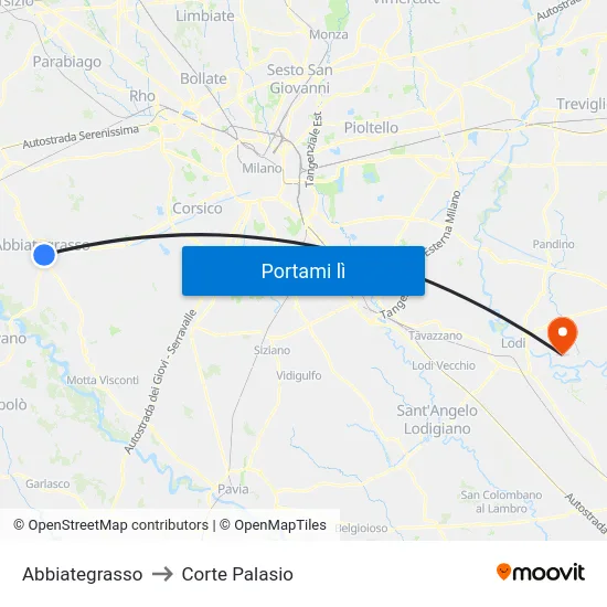 Abbiategrasso to Corte Palasio map