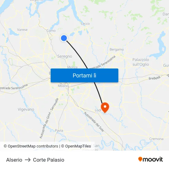 Alserio to Corte Palasio map