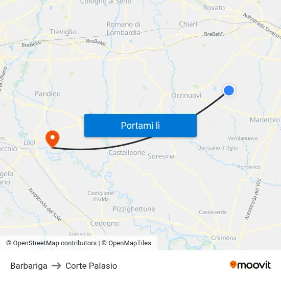Barbariga to Corte Palasio map