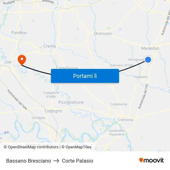 Bassano Bresciano to Corte Palasio map