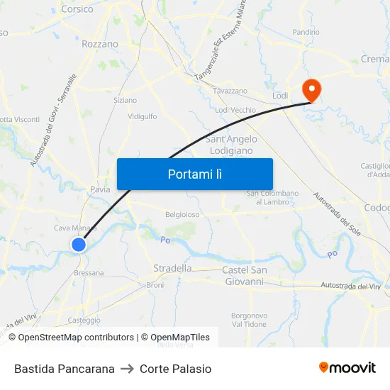 Bastida Pancarana to Corte Palasio map