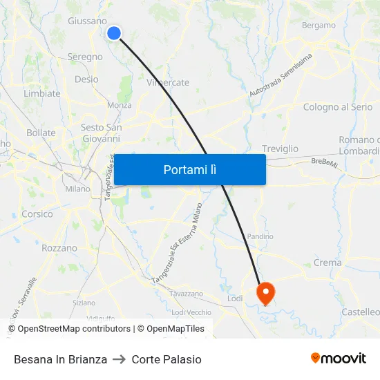Besana In Brianza to Corte Palasio map