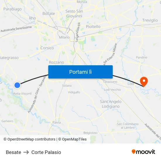 Besate to Corte Palasio map