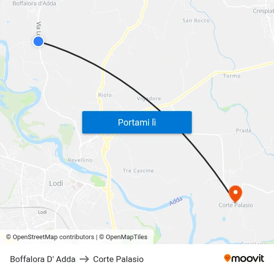 Boffalora D' Adda to Corte Palasio map
